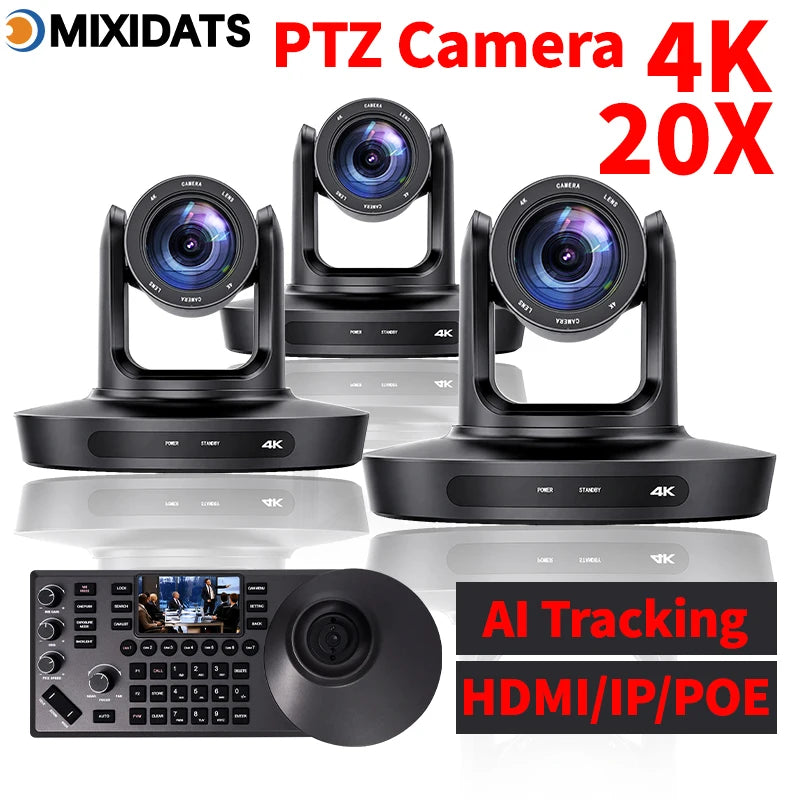 PTZ Camera 4K 20X Zoom Video Conference Camera Kit Church Meeting Live Broadcast PTZ Camera Controller for Video Conferencing