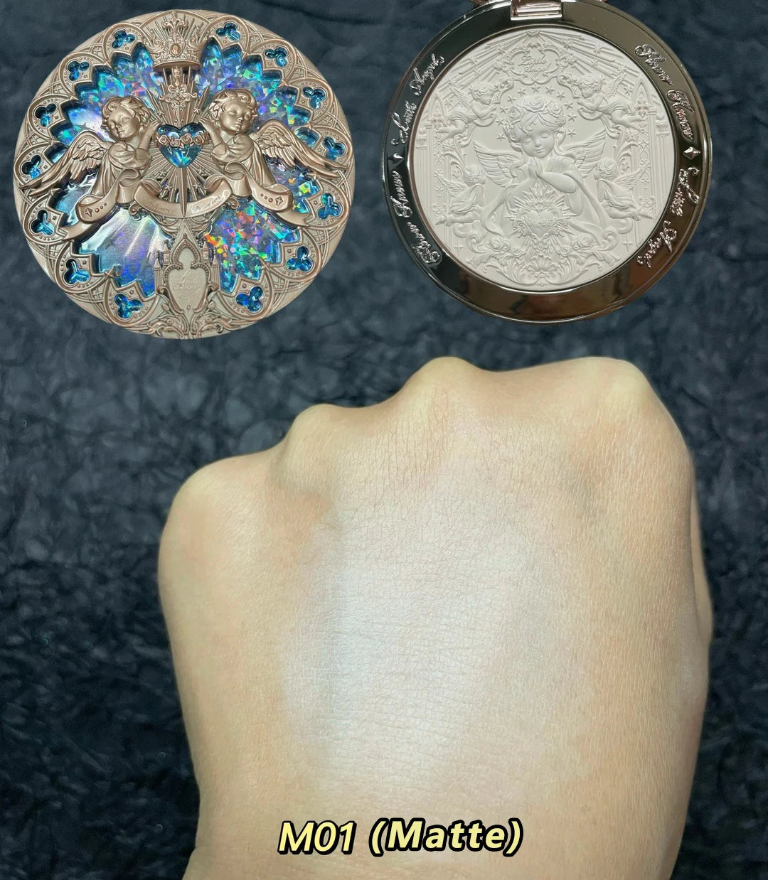 Tidesmit Flower Knows Little Angel 3D embossed face highlighter palette with diamond glitter for long-lasting glow