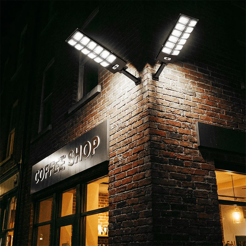 300W Super Bright Solar Street Lights Outdoor Wall Lamp With Motion Sensor Remote Control Garden Street Light RemoteControl Energy-Efflcient Waterproof 4300mah 8000 Lm Solar Street lght