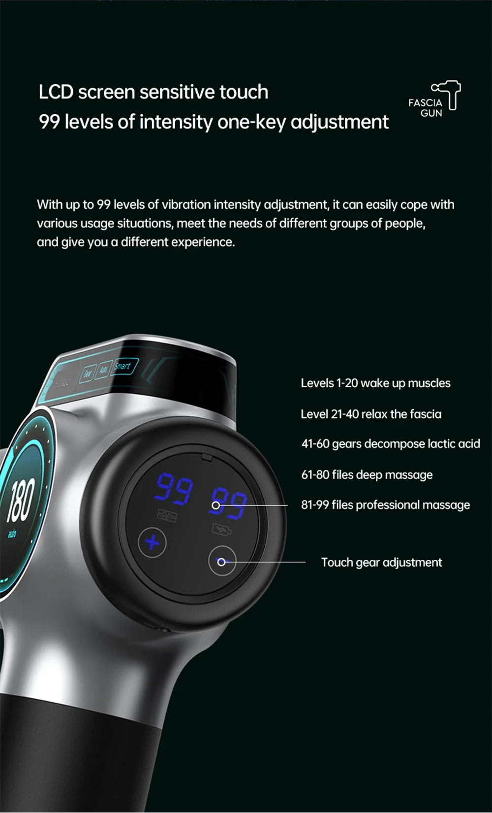 Deep Tissue Massage Gun | 99-Speed Portable Muscle Recovery Device Relaxation Treatment Tidesmit