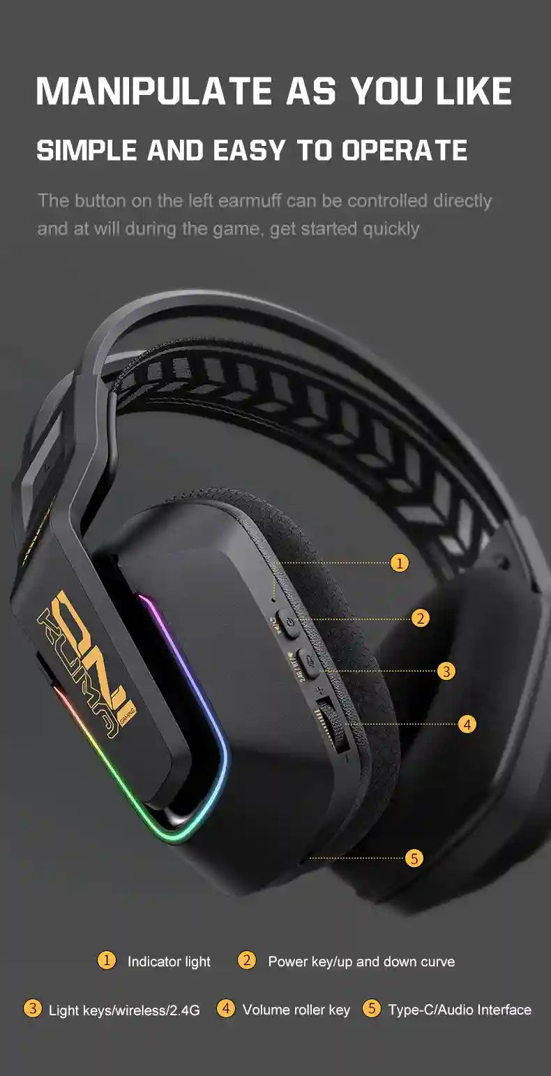 Tidesmit GT828 Wireless Gaming Headset with Low Latency Audio Tidesmit
