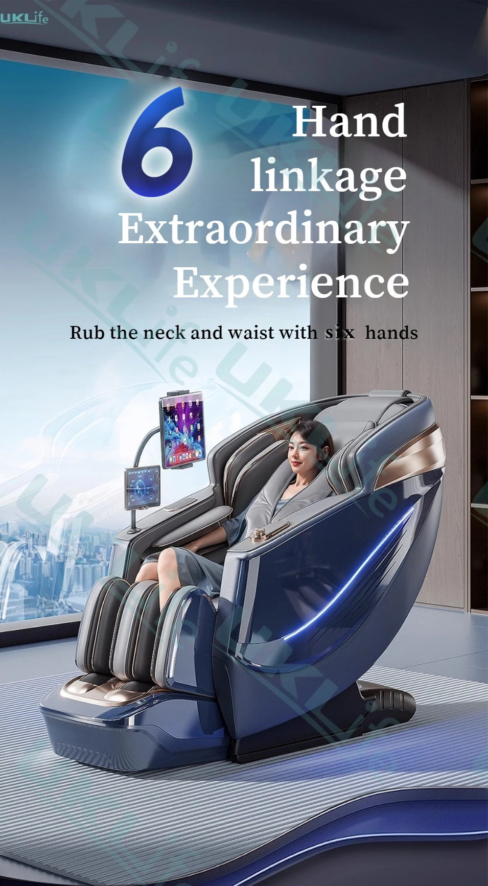 Zero Gravity SL-Track Massage Chair - Full Body Muscle Relief White/Blue Massage Chairs Tidesmit