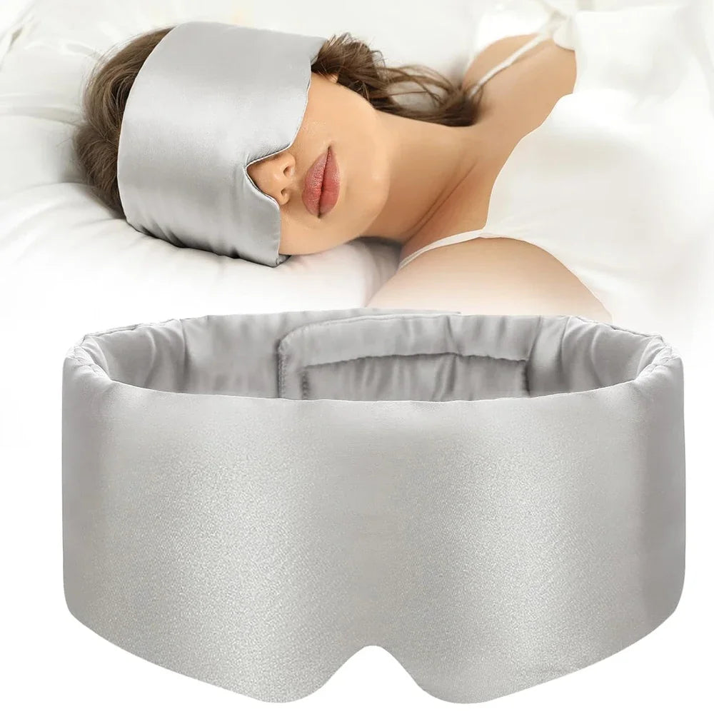 100% Mulberry Silk Sleep Mask Eye Mask for Women Man with Adjustable Band, for Side Sleeper Blackout Sleep Mask for Travel Rest