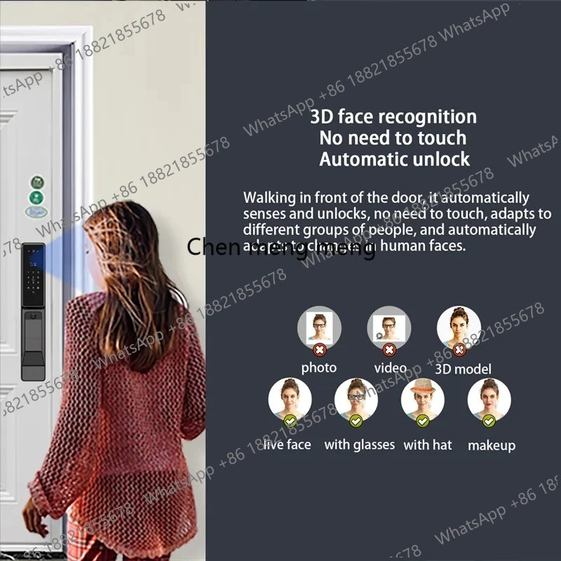 Tuya APP Facial Fingerprint Password With Camera Smart Door Lock Remote Voice Intercom Electronic Door Lock Fully Automatic