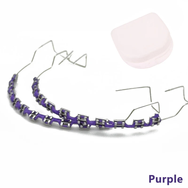 1 Pair Fake Braces Colorful Brackets For Teeth Temporary Metal Wires Metal Bracket Orthodontic Ligature Ties Dental