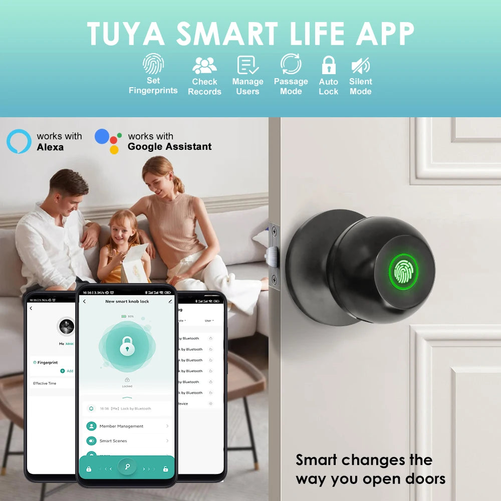 Tuya Smart Home Door Lock 3-in-1 Key / Fingerprint / Smart Life APP Unlock Hotel Apartment Warehouse Smart Door Locks