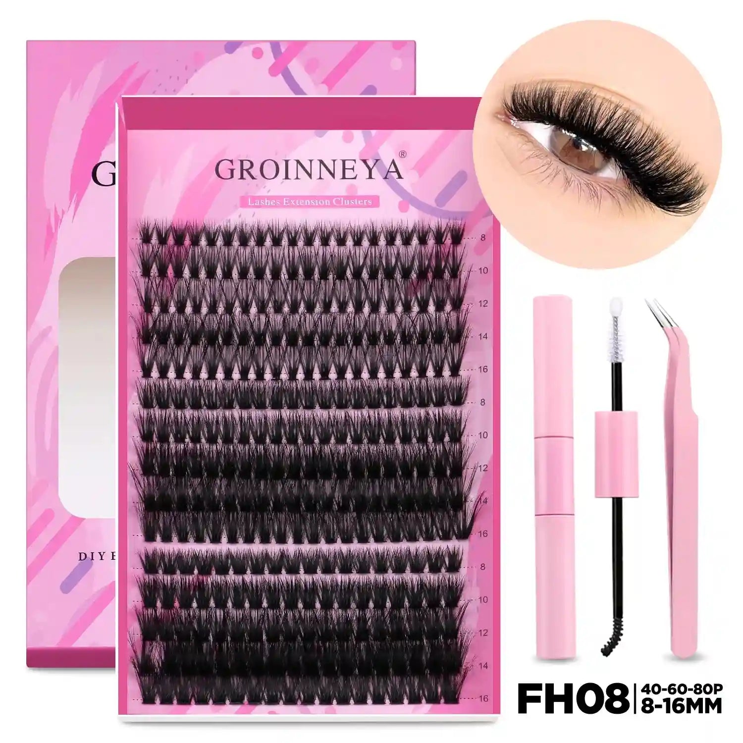 DIY Lash Extension Kit with Bond and Seal - Pro Cluster Set Lip Care Lash Set-FH08 Tidesmit