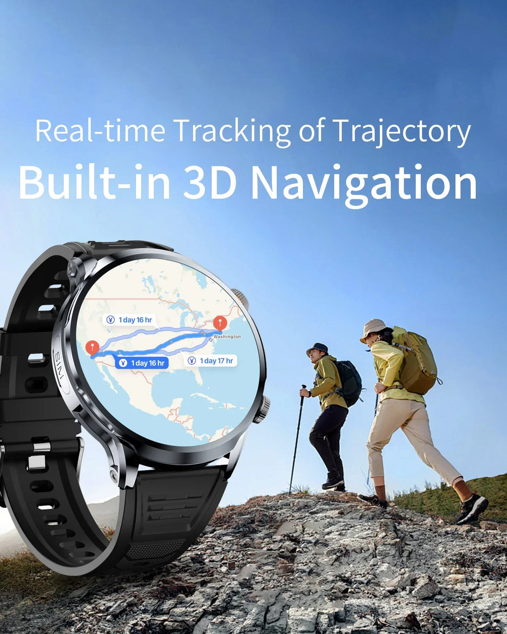 Smart Watch With 1.95 inch IPS 1100mah Battery 128GB ROM 500W Camera GPS WIFI Heart Rate APP Download Smartwatch Android 9.0