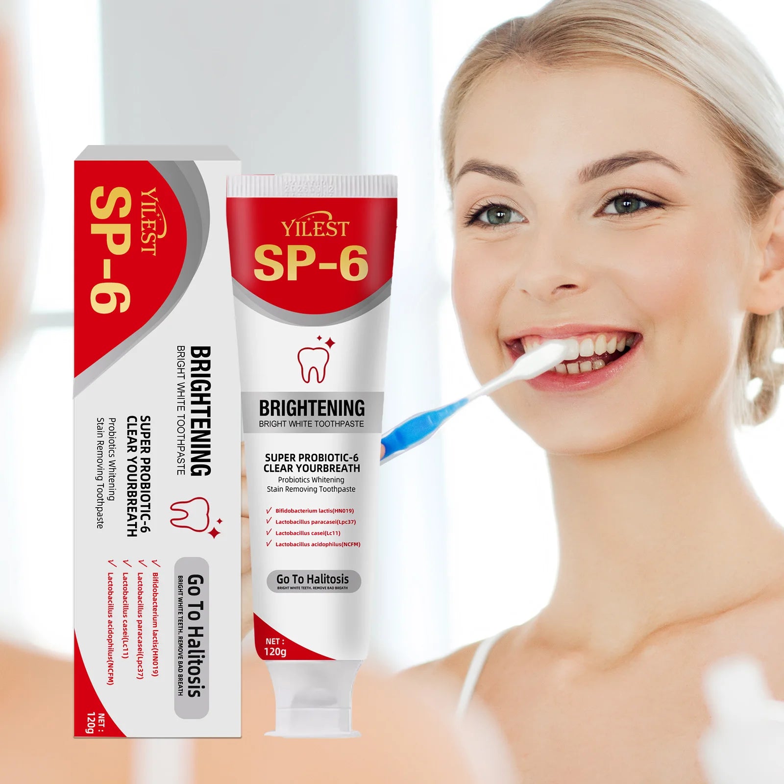 Tidesmit SP-6 Probiotic Teeth Whitening Toothpaste for plaque removal and fresh breath oral hygiene care 120g