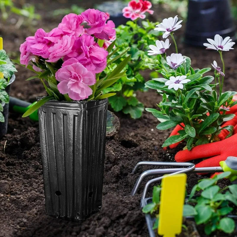 Plastic Deep Plant Nursery Pots Large Seedling Flower Container Starting Pots with Drainage Holes for Indoor Outdoor Gardening