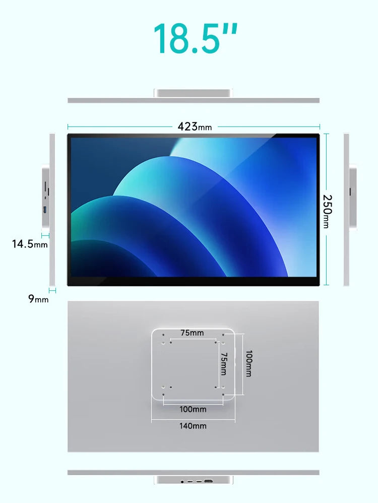 18.5'' 1080p 400nits VESA Mount Medical Grade Portable Monitor Touch Screen for Medical Equipment Fetal Detector Metal Frame