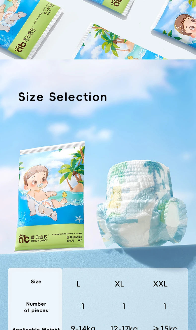 Waterproof Baby Swimming Diaper Disposable Swimwear Pull-Up Pants 0-3 Years Toddler Aquatic Trousers Infant Baby Swimming Trunks
