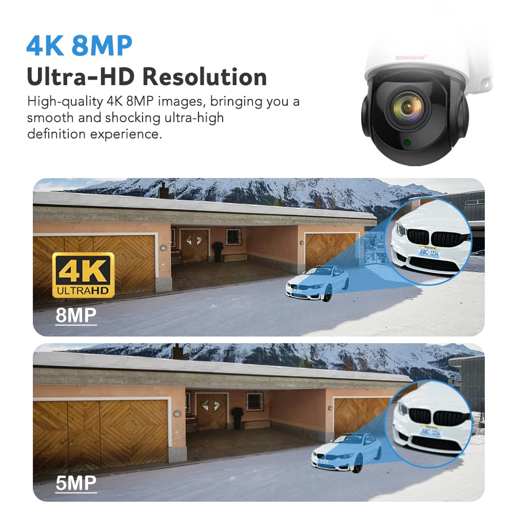 Outdoor IP Camera 8MP 5MP 4G Sim Card WIFI POE AI Auto Tracking 30X Zoom PTZ Speed Dome Two Way Audio IR 80m Surveillance Camera
