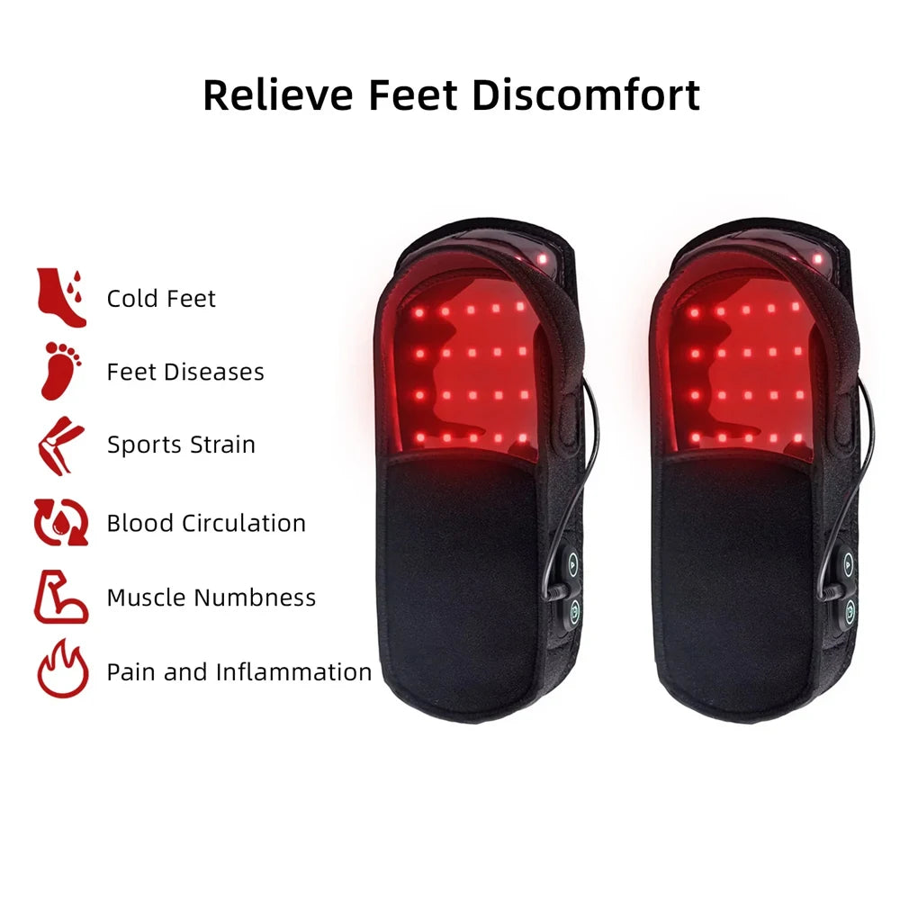 Red light therapy foot massage boots with infrared LED beads for pain relief and improved blood circulation.