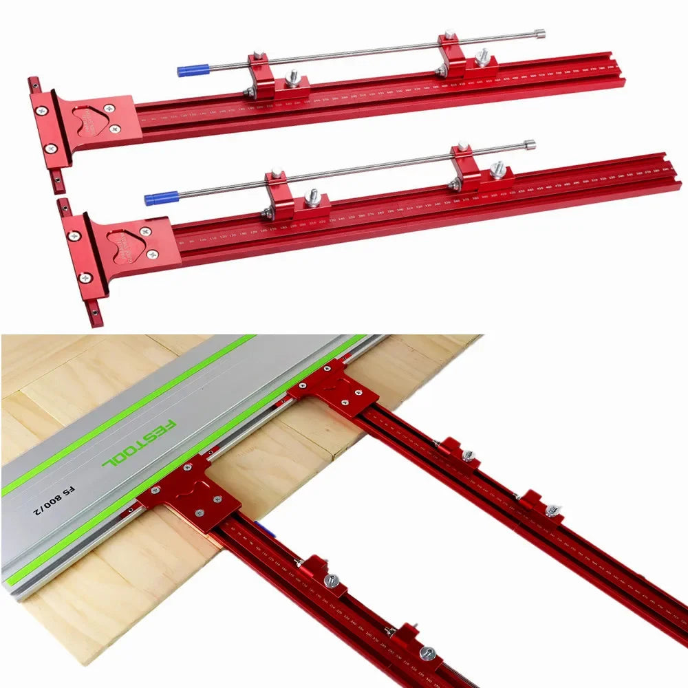 2-in-1 Parallel Guide Rail System Track Saw Angle Clamp,Aluminum Guide for Makita & Festool Rail,Circular Saw Cutting Positioner