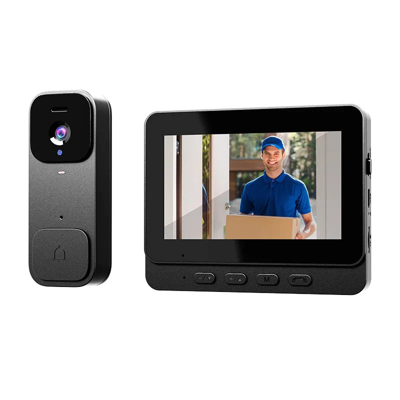 Home Security Smart Video Doorbell 4.3-inch Screen 2-Way Intercom HD Infrared Night Vision Intelligent Visual Wireless Door Bell