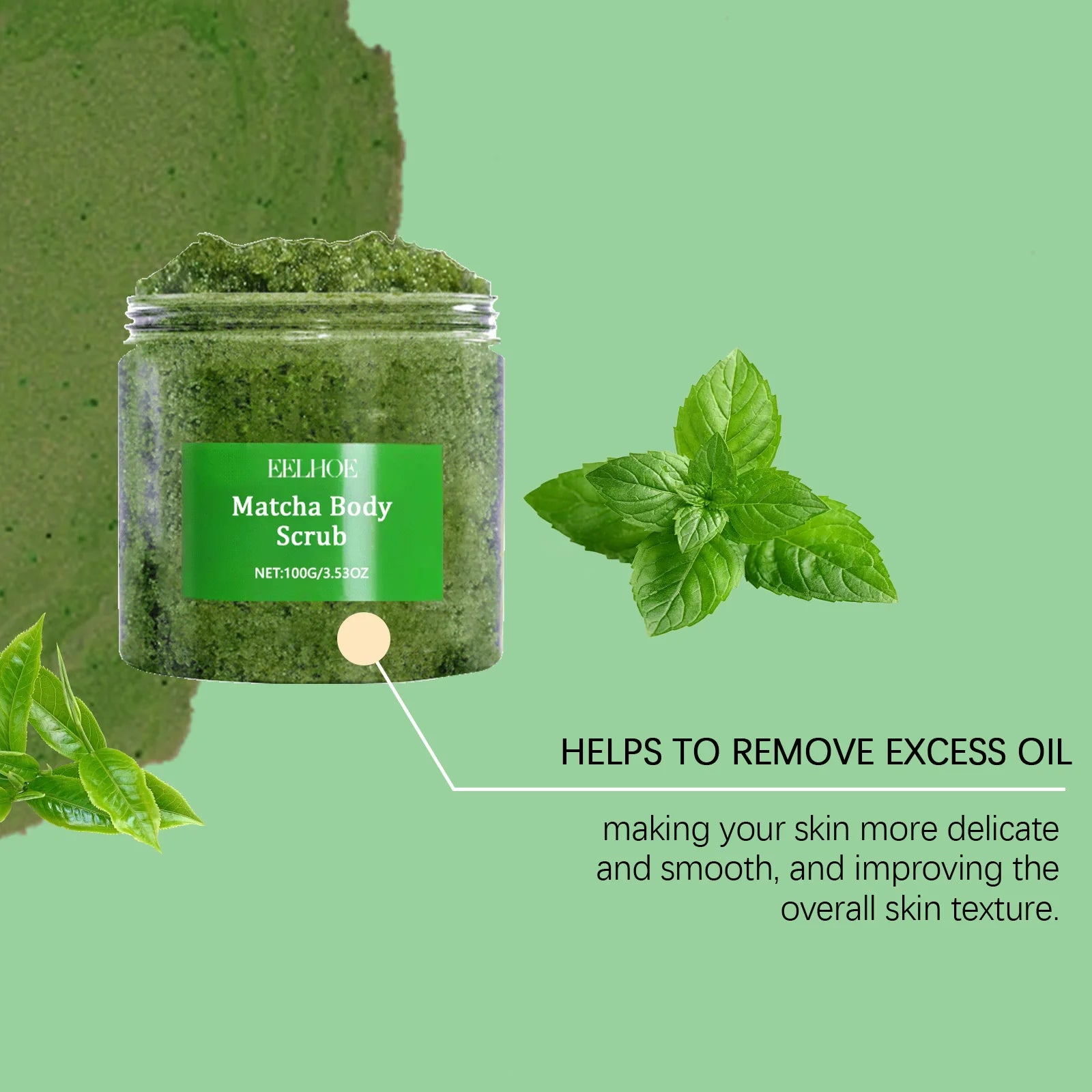 Matcha Sea Salt Body Scrub | Moisturizing Natural Exfoliant Scrubs Treatments Tidesmit