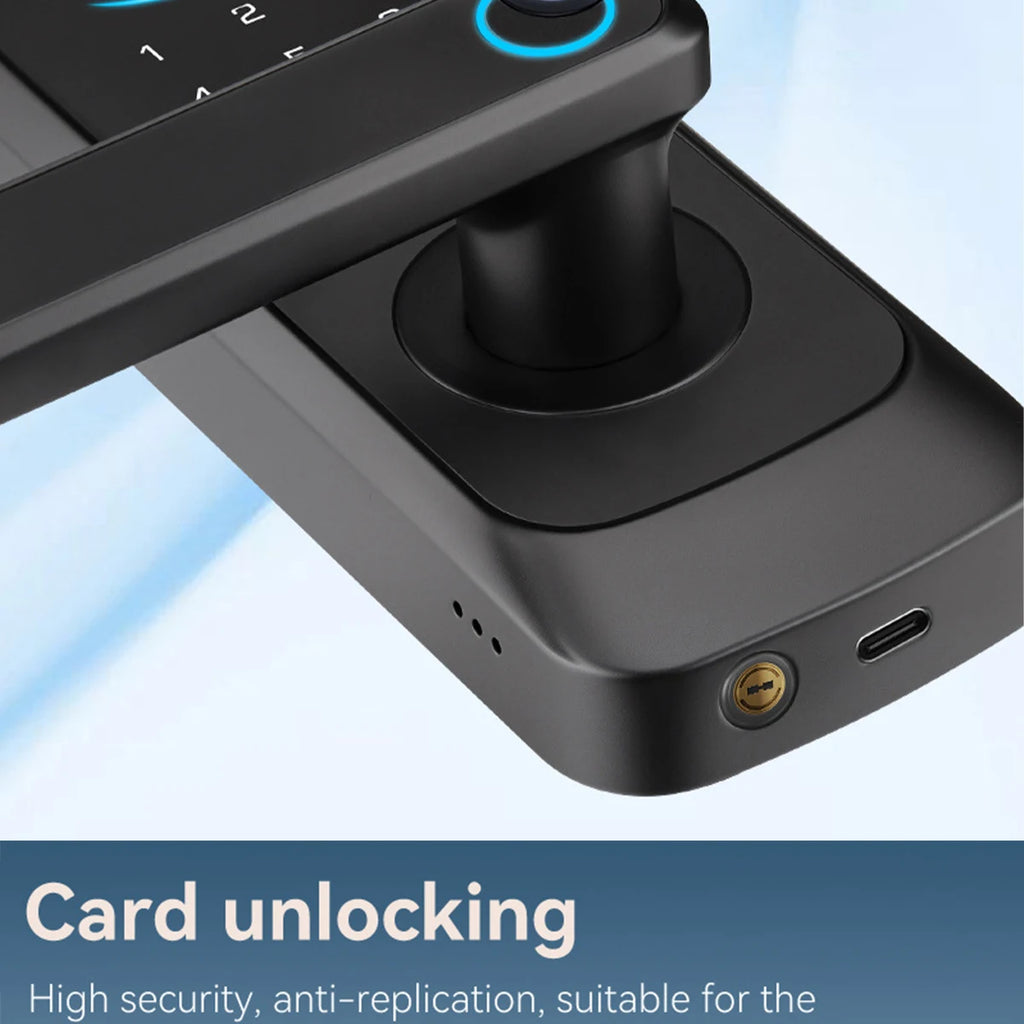 Keypad Door Lock With Handle Fingerprint Door Lock Smart Doorbell Cat eye Peephole Camera Tuya Wifi App Door Locks For Bedrooms