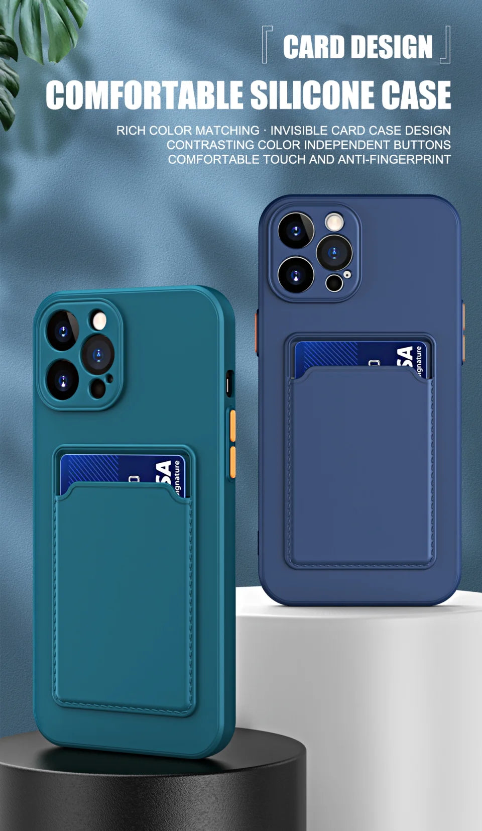 Silicone Wallet Case for iPhone - Shock-Absorbing Slim Fit Cover Tidesmit