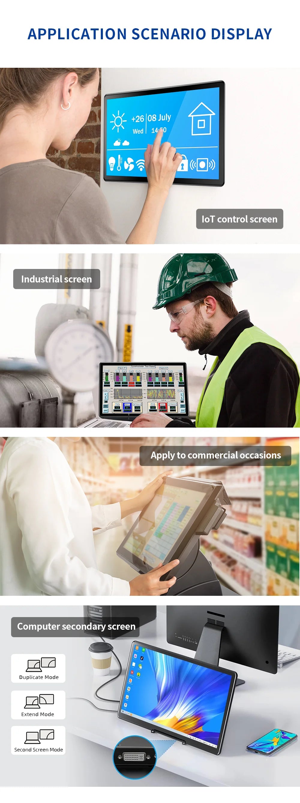 Unew 15.6" Touchscreen Monitor 1920x1080 60Hz 16:9 IPS Display HDMI Type-C VGA DVI for Raspberry Pi Industrial CCTV 75*75mm VESA