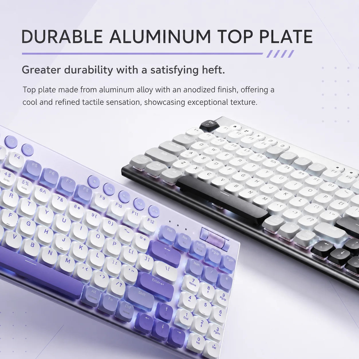 THUNDEROBOT K96 Wireless Mechanical Keyboard Low-profile Productivity Keyboard 98 Keys with Roller Marco Keys PBT Keycaps For PC