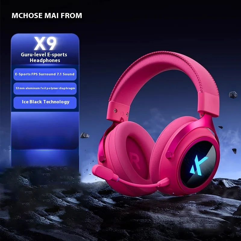 MCHOSE X9 Wireless Headphones - Over-Ear Studio Monitor with Low Latency X9 Berry Red Tidesmit