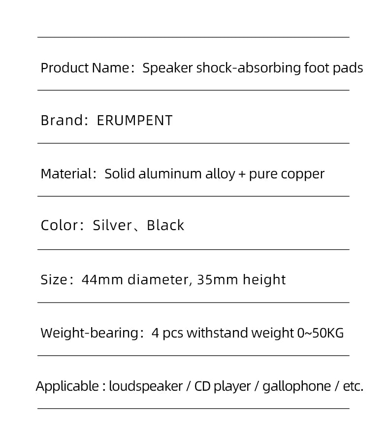 ERUMPENT 4 PCS Hi-end Speaker Spike Stand Foot Pads Adjustable Audio Speakers Shock-absorbing Feet Pegs for Sounds CD  Amplifier