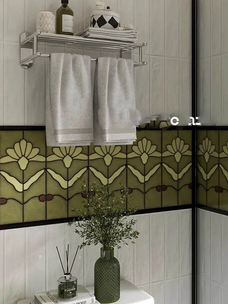 Peel and Stick Tile 30x30cm 5Pcs Blue Watercolor Floral Self Adhesive Wall Tiles Waterproof Removable Backsplash Stickers for Ki
