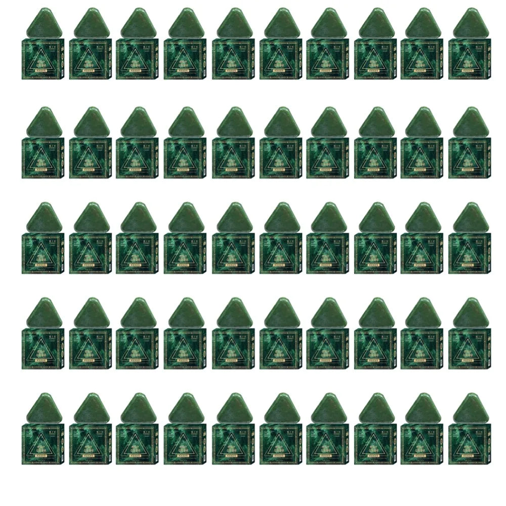 1-10PCS Triangle Shampoo Bar, Usman Grass Shampoo Bar,Nature Seven Green Soap Shampoo, Calming & Strengthens Hair for Women Men