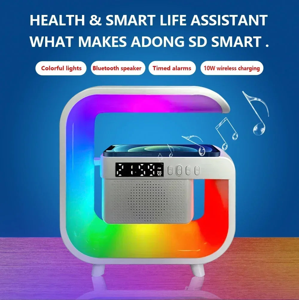 Portable Bluetooth Speaker with RGB Light, Wireless Charging & FM Radio Tidesmit
