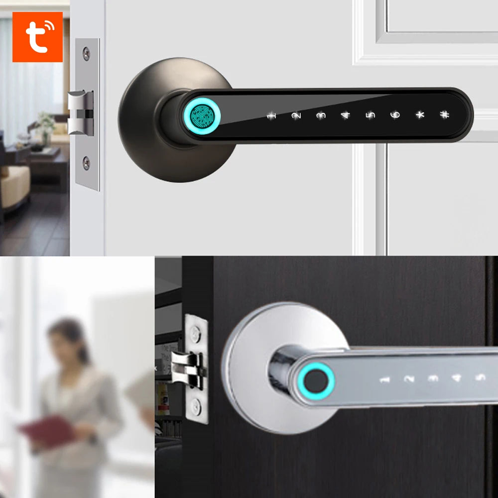 WAFU 016 Fingerprint Smart Lock Password Handle Bed Room Lock Tuya Bluetooth Password Door Lock Zine For Home Hotel