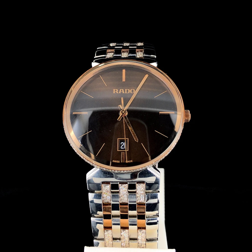 Branded Luxury Men's Rose Gold Mechanical Watch Stainless Steel Case 40mm Glass Dial Analog ETA Movement Diamond Bezel 20mm Band