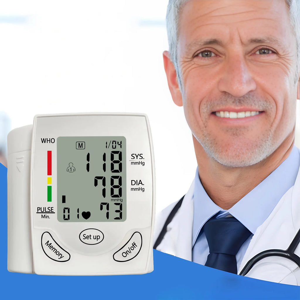 Electronic Blood Pressure Monitor Medical Home Wrist Blood Pressure Monitor Heart Rate Measuring Device Wrist Sphygmomanometer