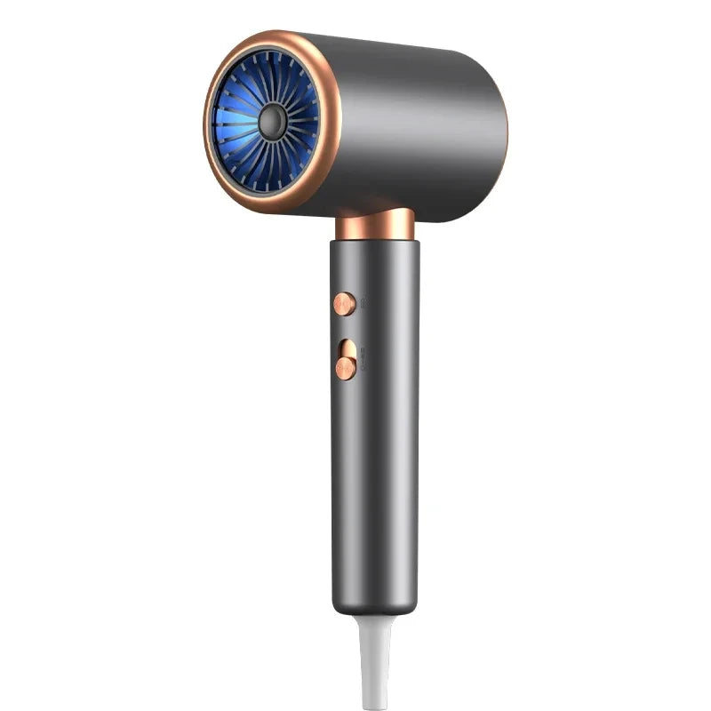 HOMEFISH 2000W ionic hair dryer in dark grey and rose gold with 5-speed control for professional salon-style drying.