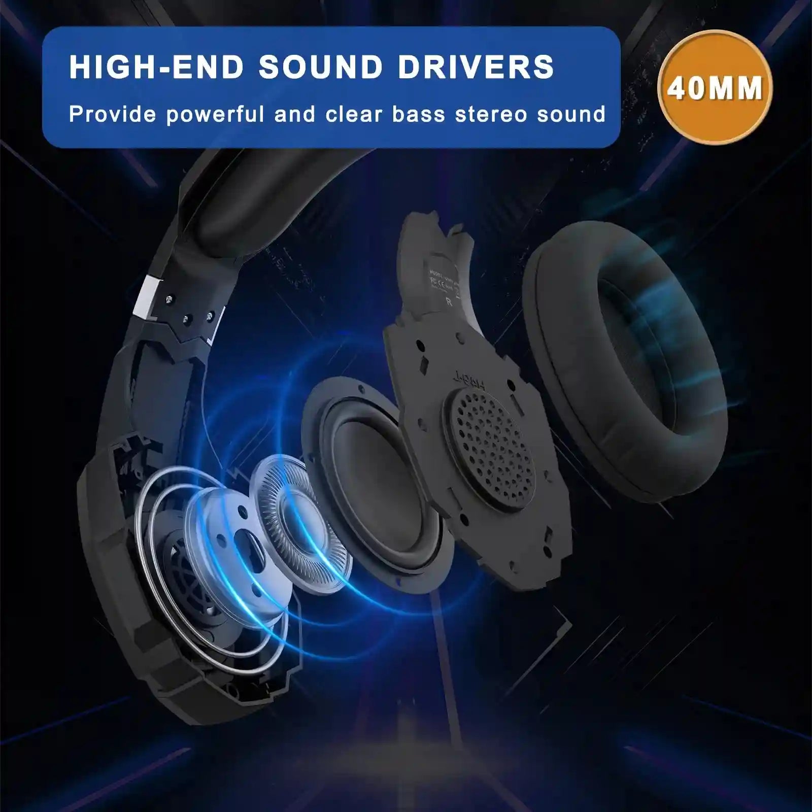 Wired Gaming Headphones With Mic - Over-Ear Noise Cancelling Black/White Tidesmit