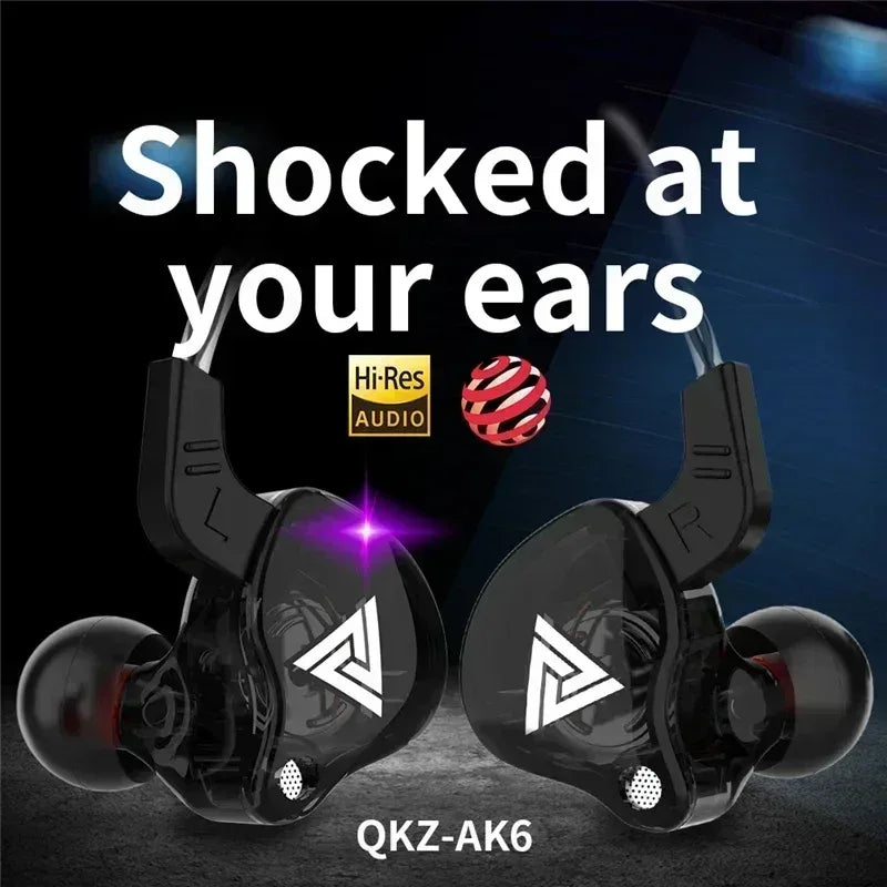 3.5MM Headset Music Earbuds In Ear With Mic Original QKZ AK6 Copper Driver HiFi Wired Earphone Race Sport Headphone Bass Stereo Tidesmit