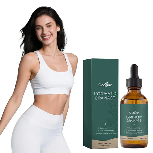 Googeer 60ml lymphatic drainage supplement in green packaging for immune support.