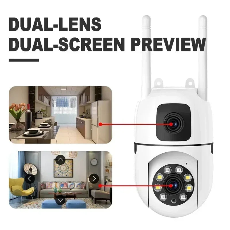 8MP WIFI Surveillance Camera Dual Lens Dual Screen 5MP IP Cameras Wireless Auto Tracking Color Night Vision 10X Zoom HD Camera
