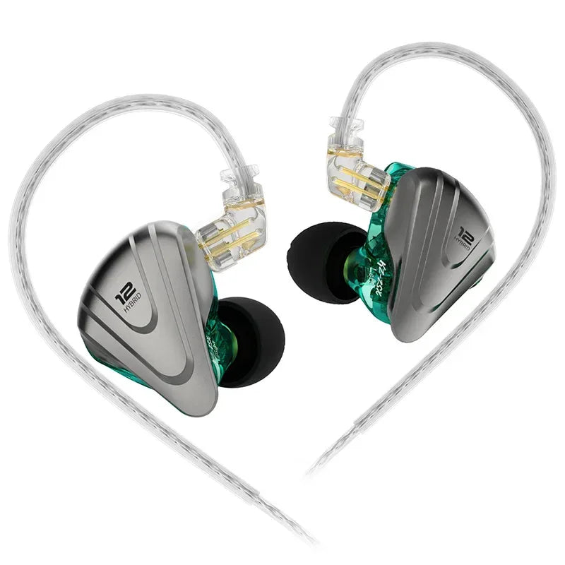 KZ ZSX 12-Driver Hybrid In-Ear Monitors by Tidesmit ZSX Cyan No Mic China Mainland Tidesmit
