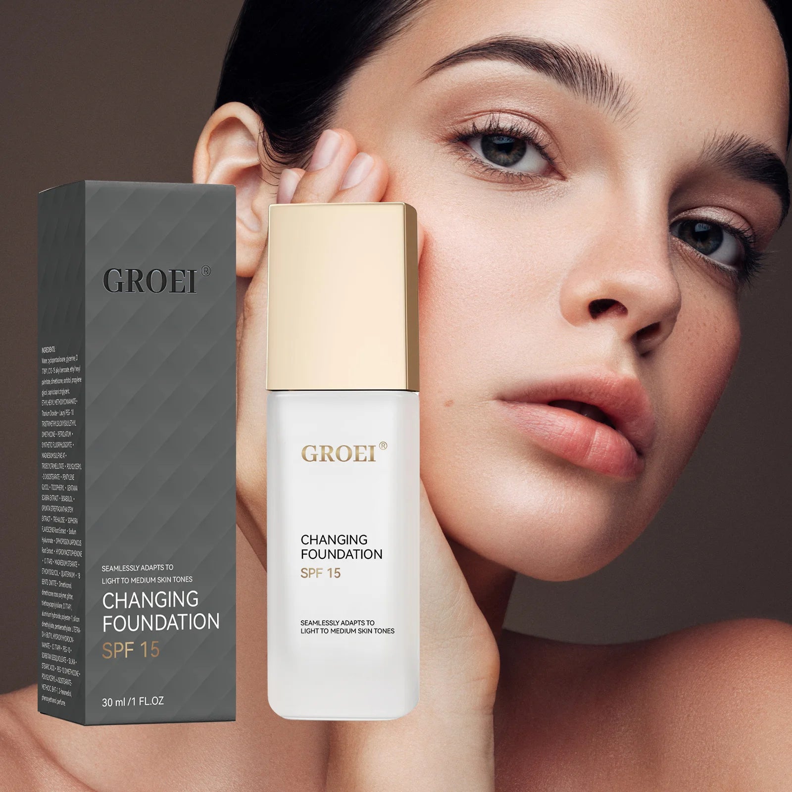 Tidesmit color changing foundation texture close-up showing hydrating oil-control waterproof face makeup coverage