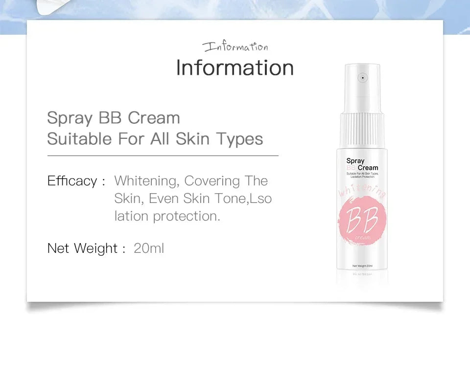 Tidesmit waterproof BB cream spray texture close-up for brightening and moisturizing face makeup