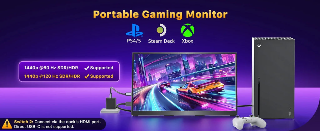 XAITH UCKY 16-inch 2K Portable Monitor, 2560×1600, 500 Nits, 120% sRGB, 165Hz HDR, HDMI & USB-C Travel External Display for Lapt