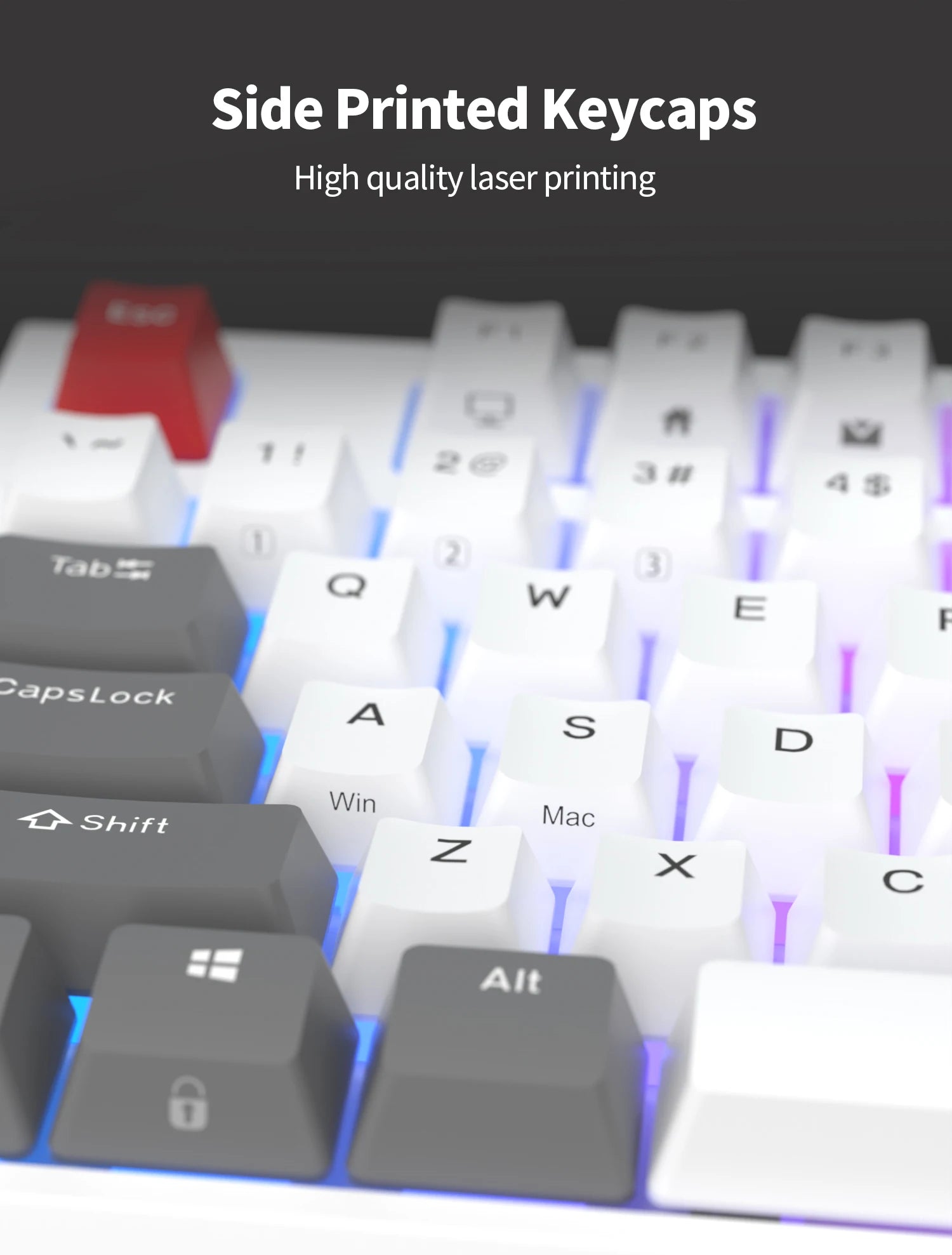RK ROYAL KLUDGE R87 Wired Brazilian Gamer Keyboard 87 Key RGB Backlit Hot-swappable Mechanical Keyboard Customised Keycaps