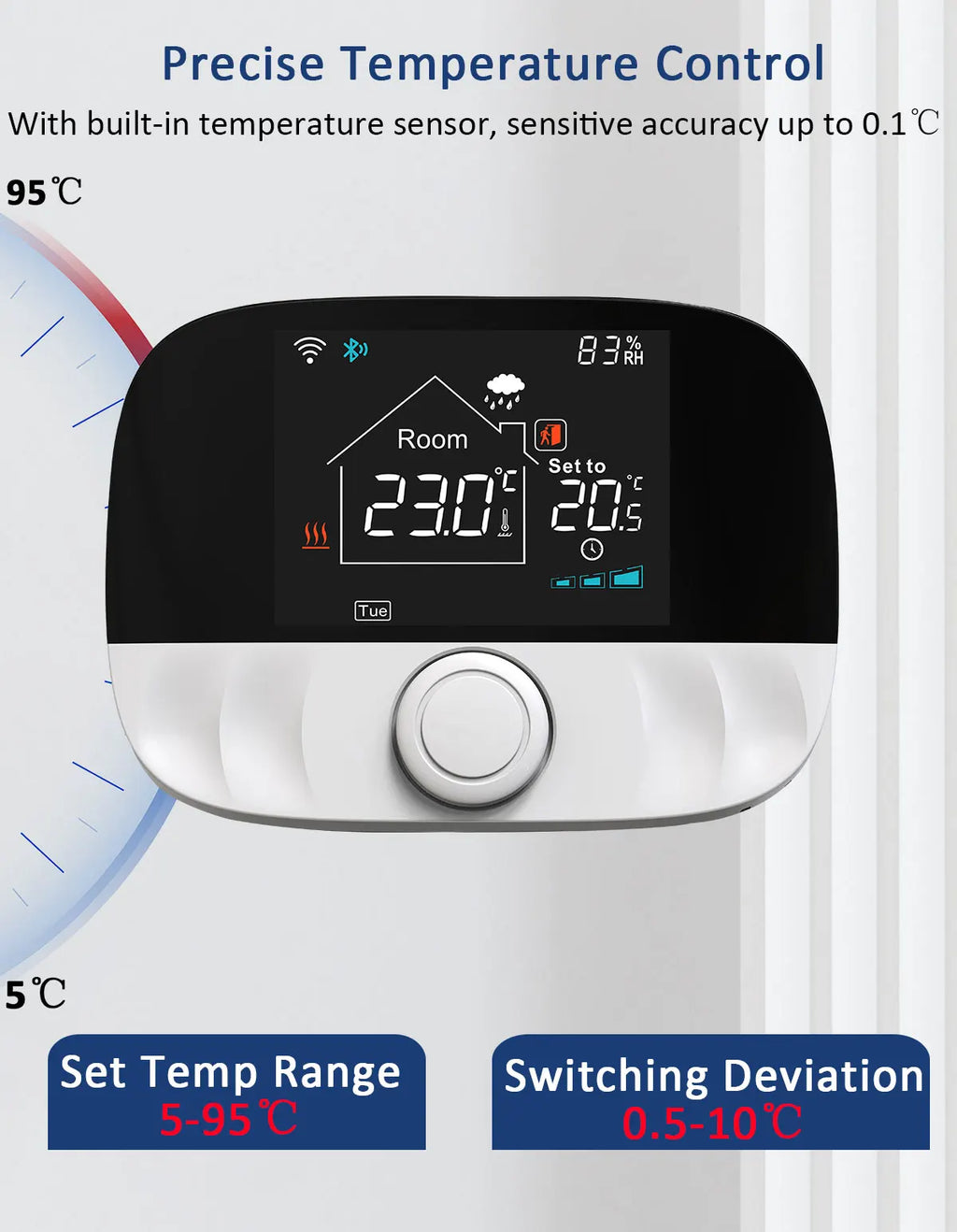 WiFi Smart Thermostat for Gas Boiler | App-Controlled Wireless Heating Tidesmit