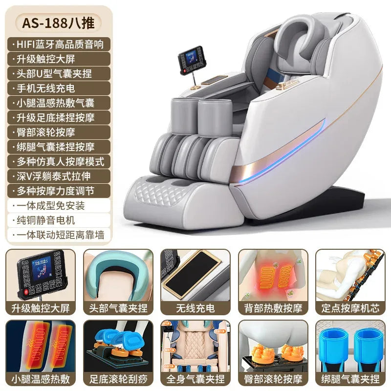 Full Body Zero Gravity Massage Chair - White Ash Space Capsule Massage Chairs Tidesmit