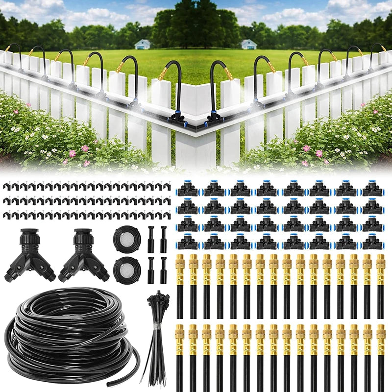 Drip Irrigation System 100FT 1/4" 2026-Upgrade Garden Sprinkler Kit With 16PCS 360° Adjustable Automatic Misting Watering System