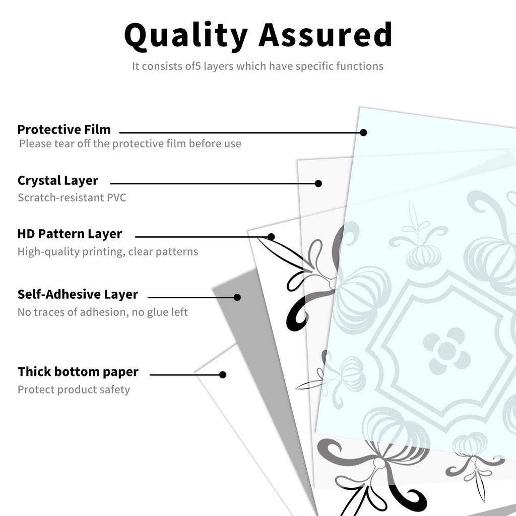 24 pcs/pack, Waterproof and Oil-proof, Easy To Clean, Black And White Simplicity Pattern Self-adhesive PVC Tile Stickers
