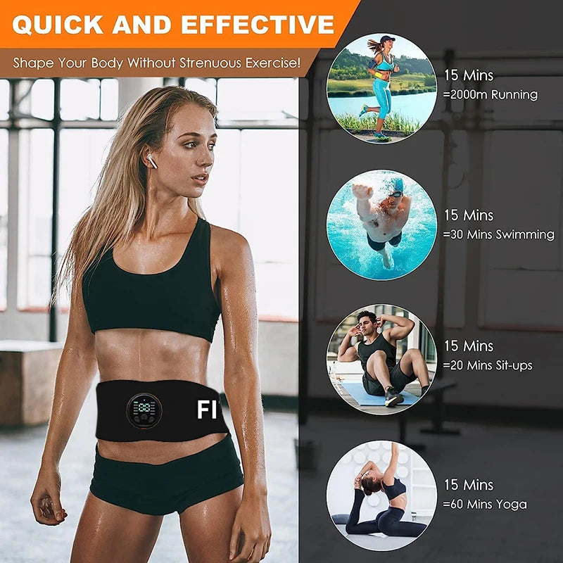 EMS Abdominal Toning Belt - Rechargeable Electric Muscle Stimulator Body Shaping Massage Equipment Tidesmit