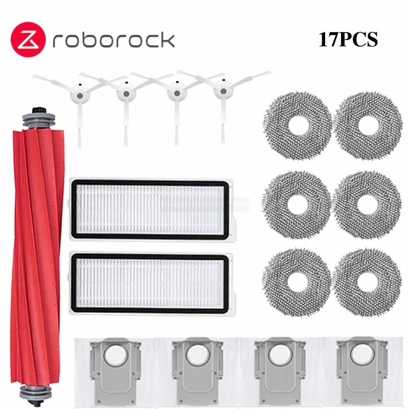 Tidesmit replacement accessory kit for Roborock Q Revo series including dust bags brushes HEPA filters and mop cloths