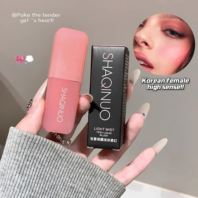 Tidesmit soft matte liquid blush shade swatch showing waterproof peach pink violet rouge texture for face makeup